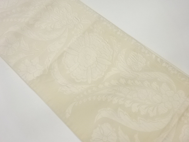 JAPANESE FUKURO OBI / MATELASSE / WOVEN ABSTRACT FLORAL PLANTS